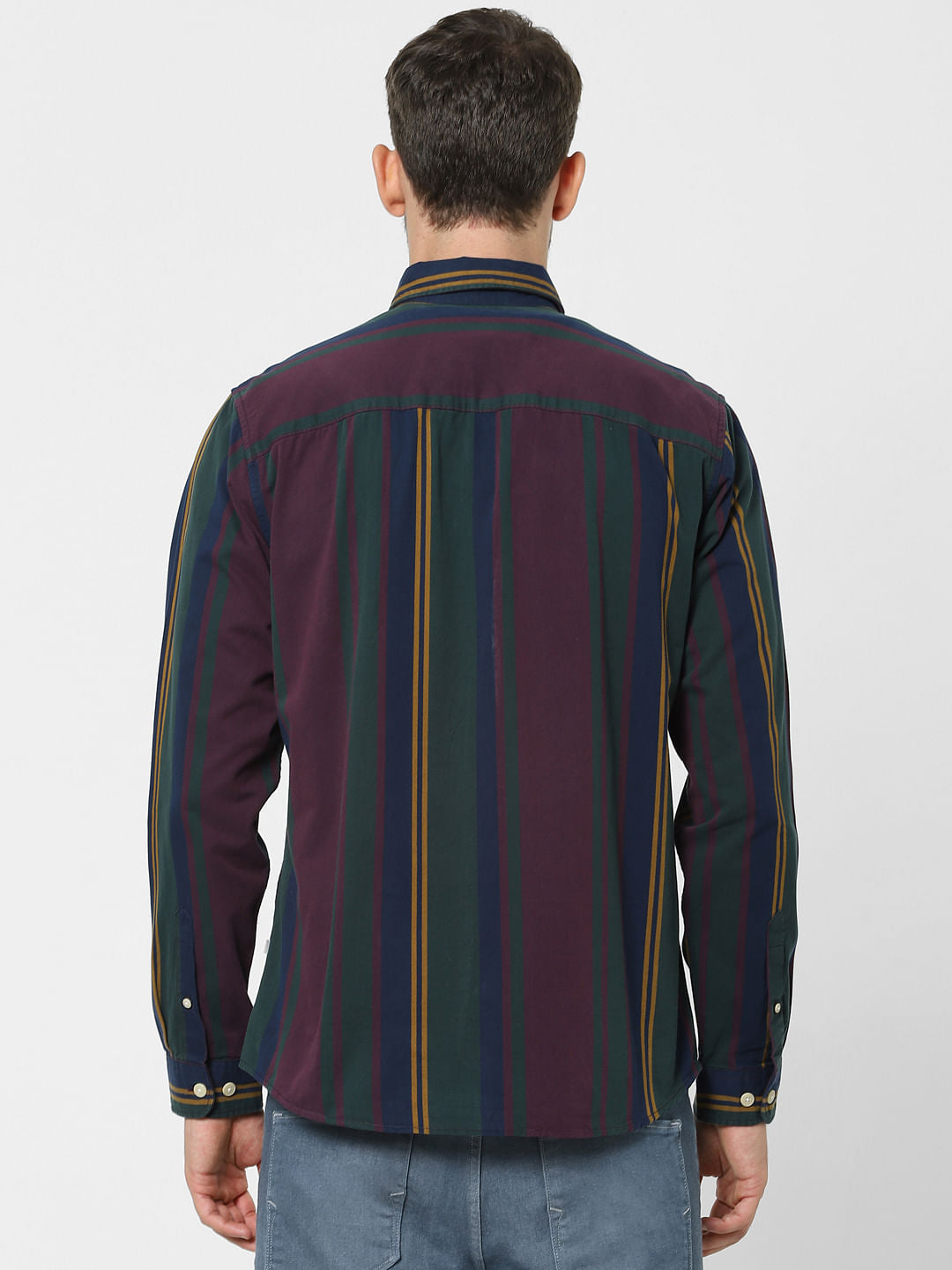 Maroon Striped Full Sleeves Shirt