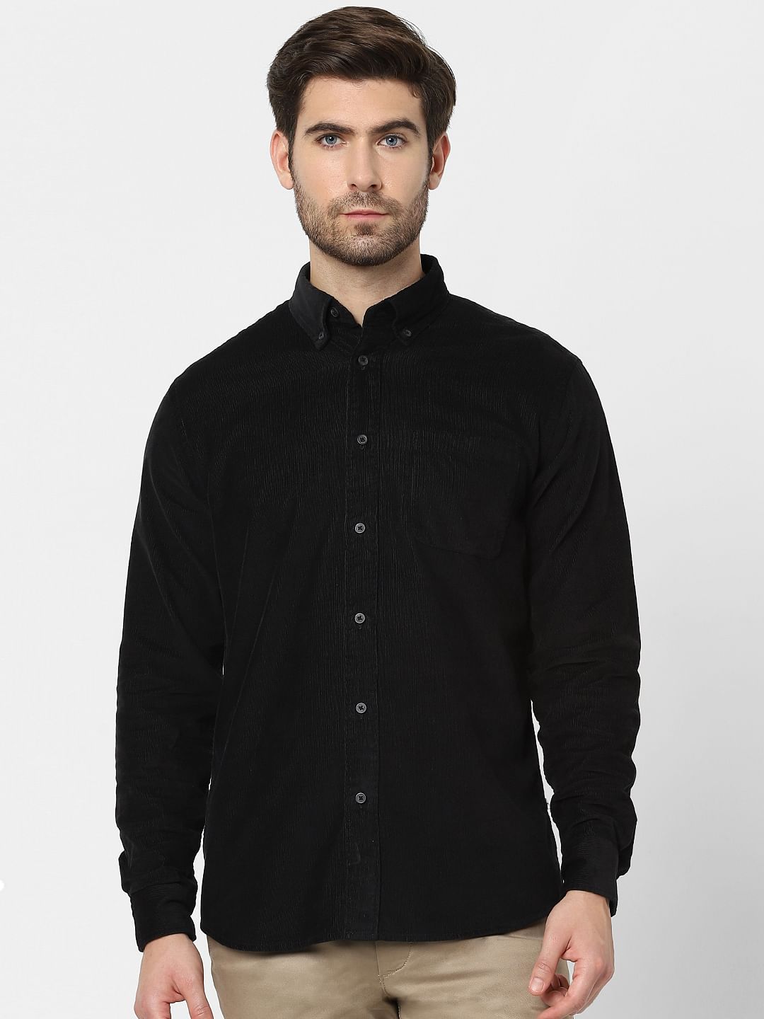 Black Organic Cotton Full Sleeves Shirt