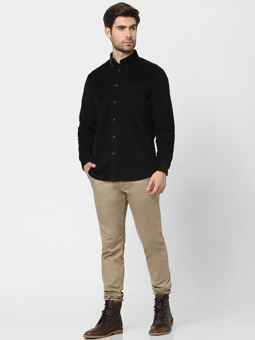 Black Organic Cotton Full Sleeves Shirt