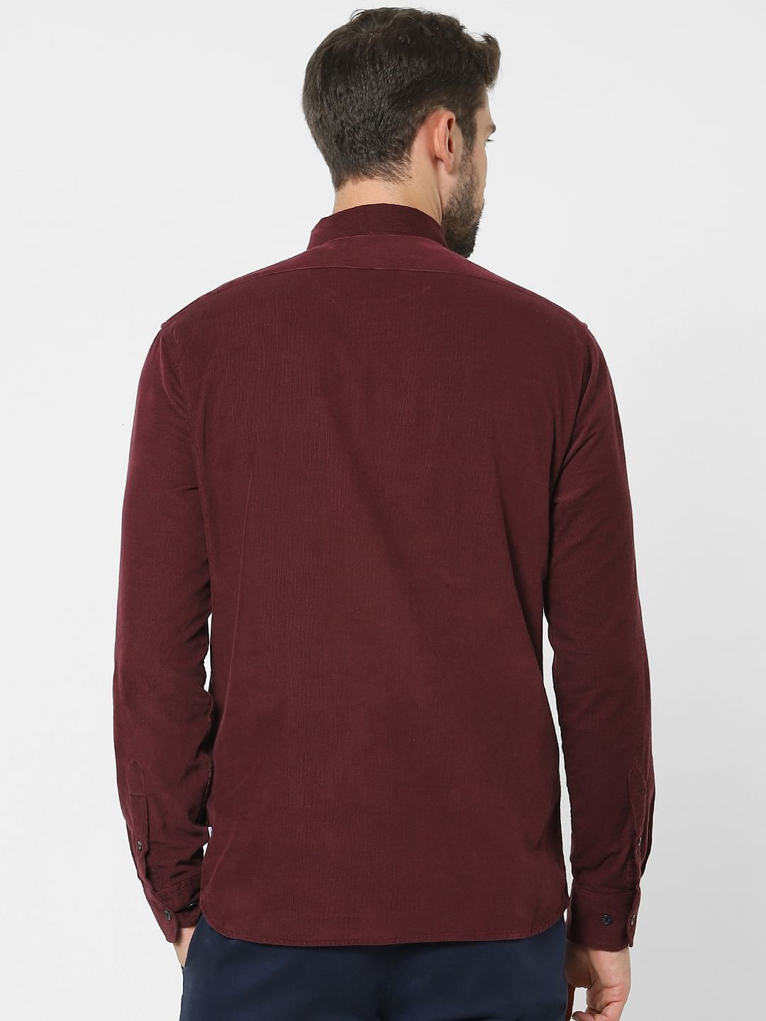 Maroon Corduroy Full Sleeves Shirt