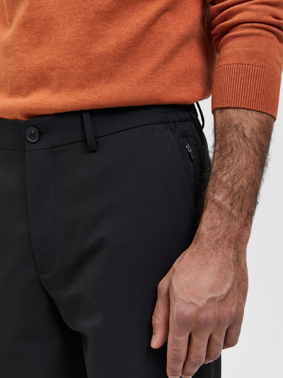 Black Mid Rise Tailored Trousers