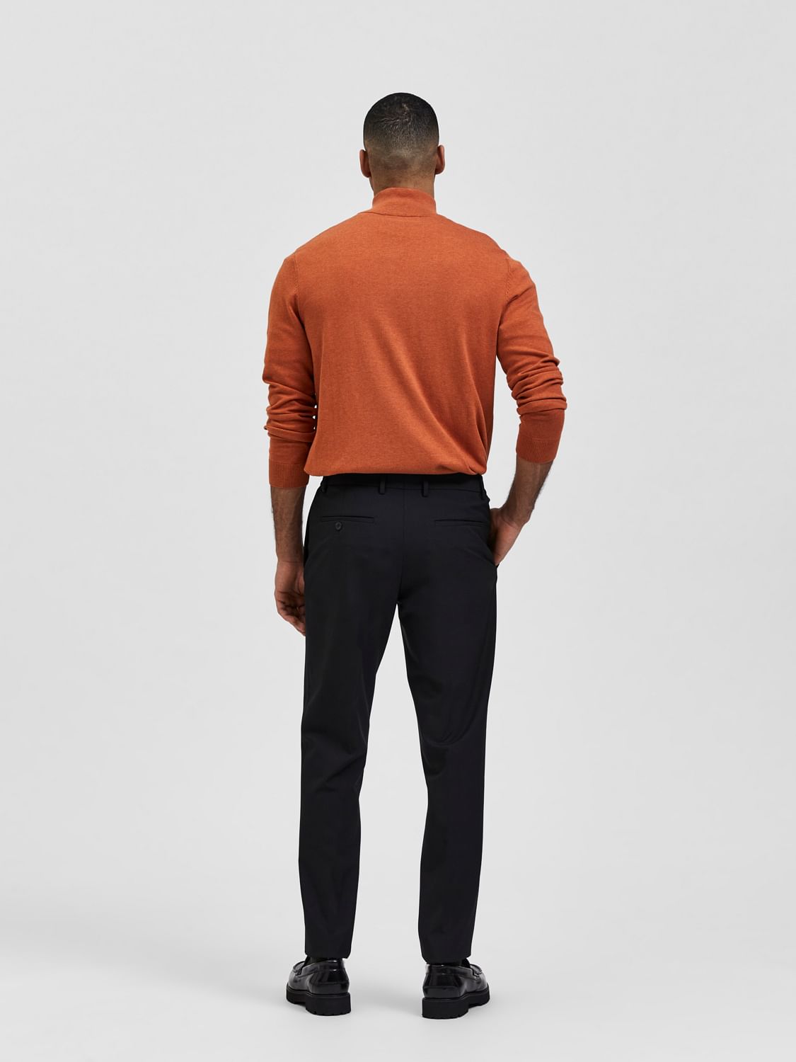 Black Mid Rise Tailored Trousers