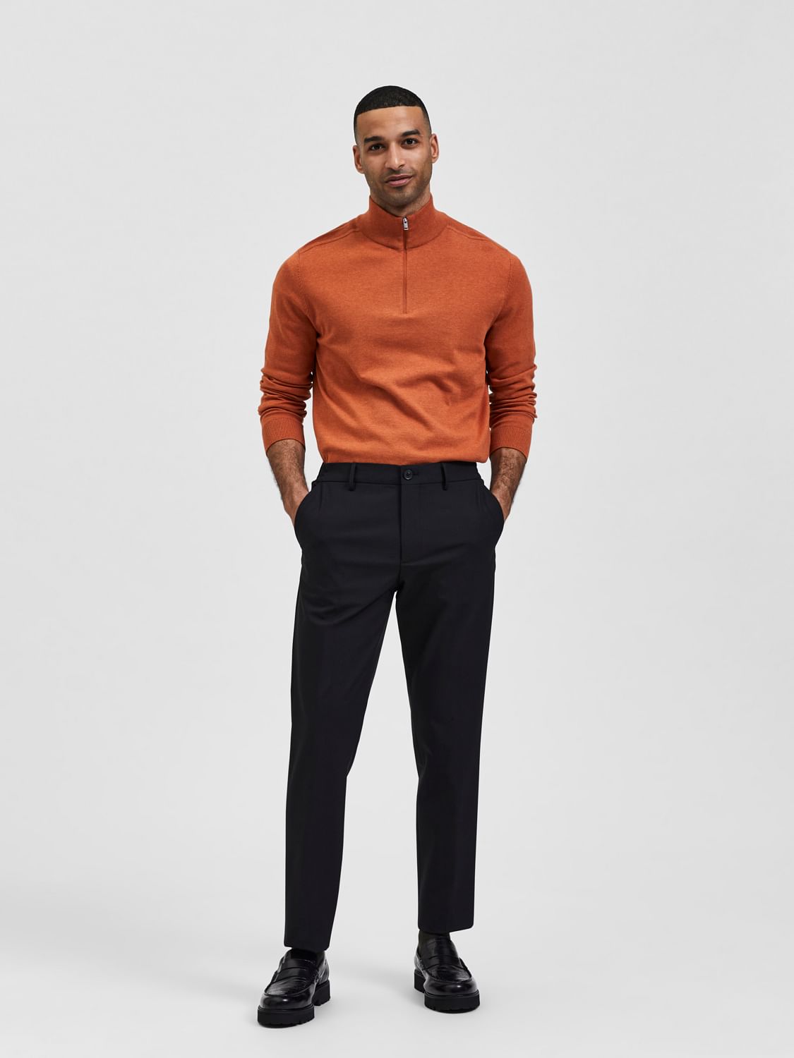 Black Mid Rise Tailored Trousers