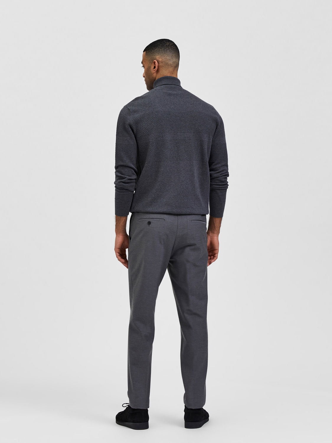 Grey Mid Rise Tailored Trousers