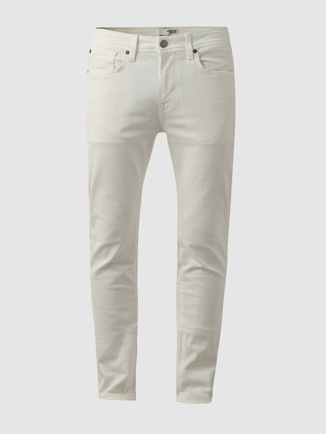 White Mid Rise Leon Slim Fit Jeans