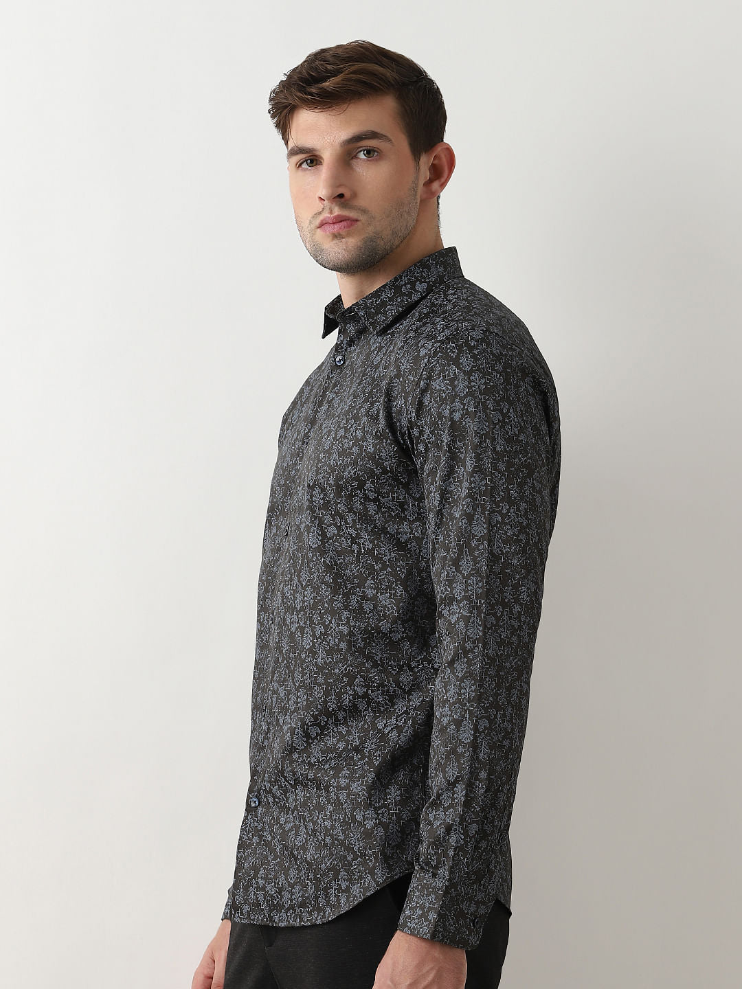 Blue Abstract Print Cotton Shirt