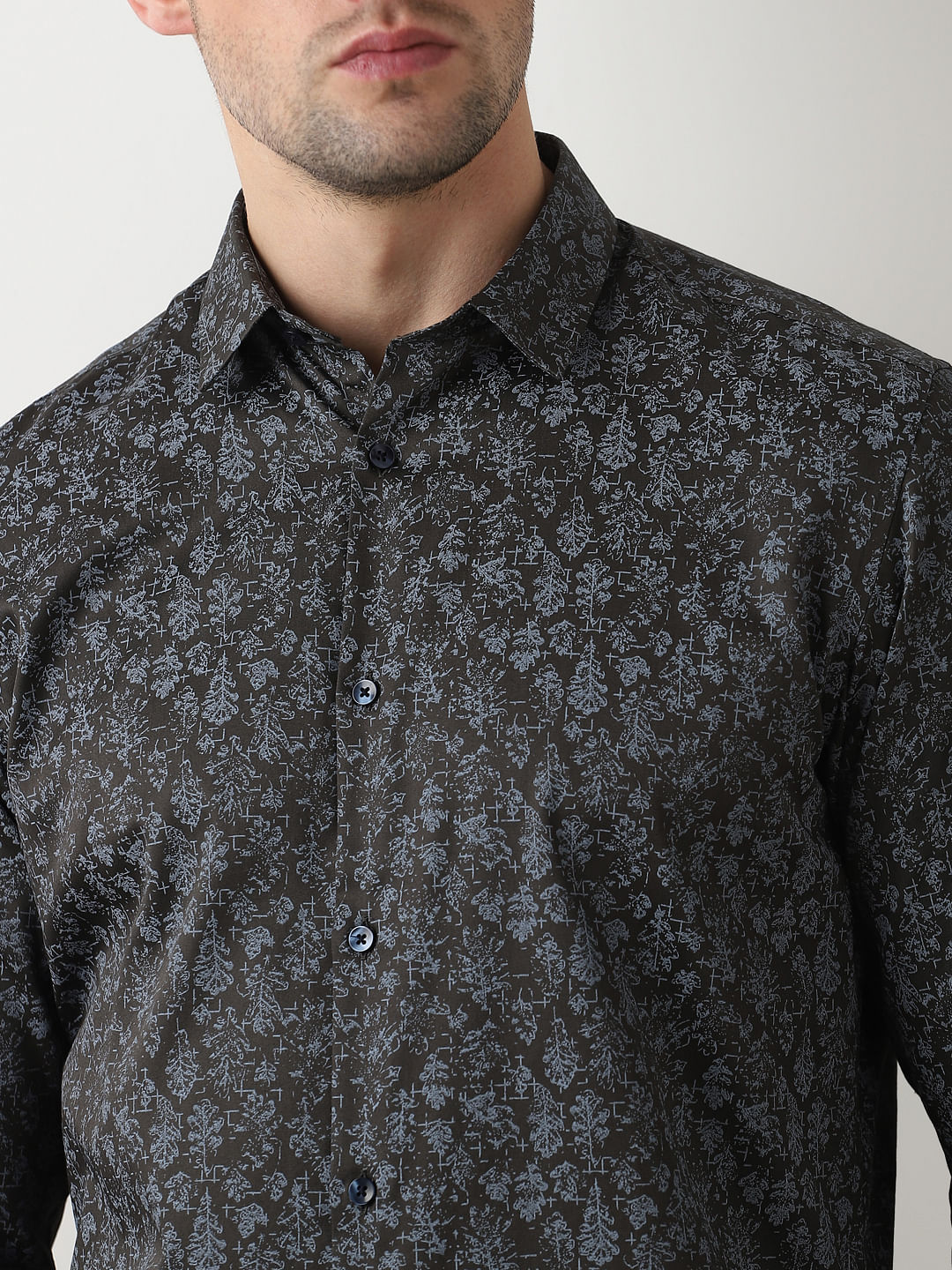 Blue Abstract Print Cotton Shirt