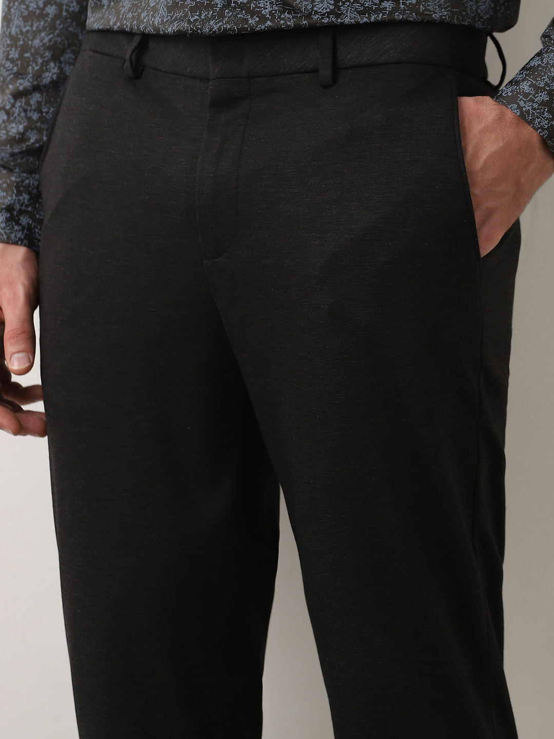 Black Mid Rise Knitted Trousers