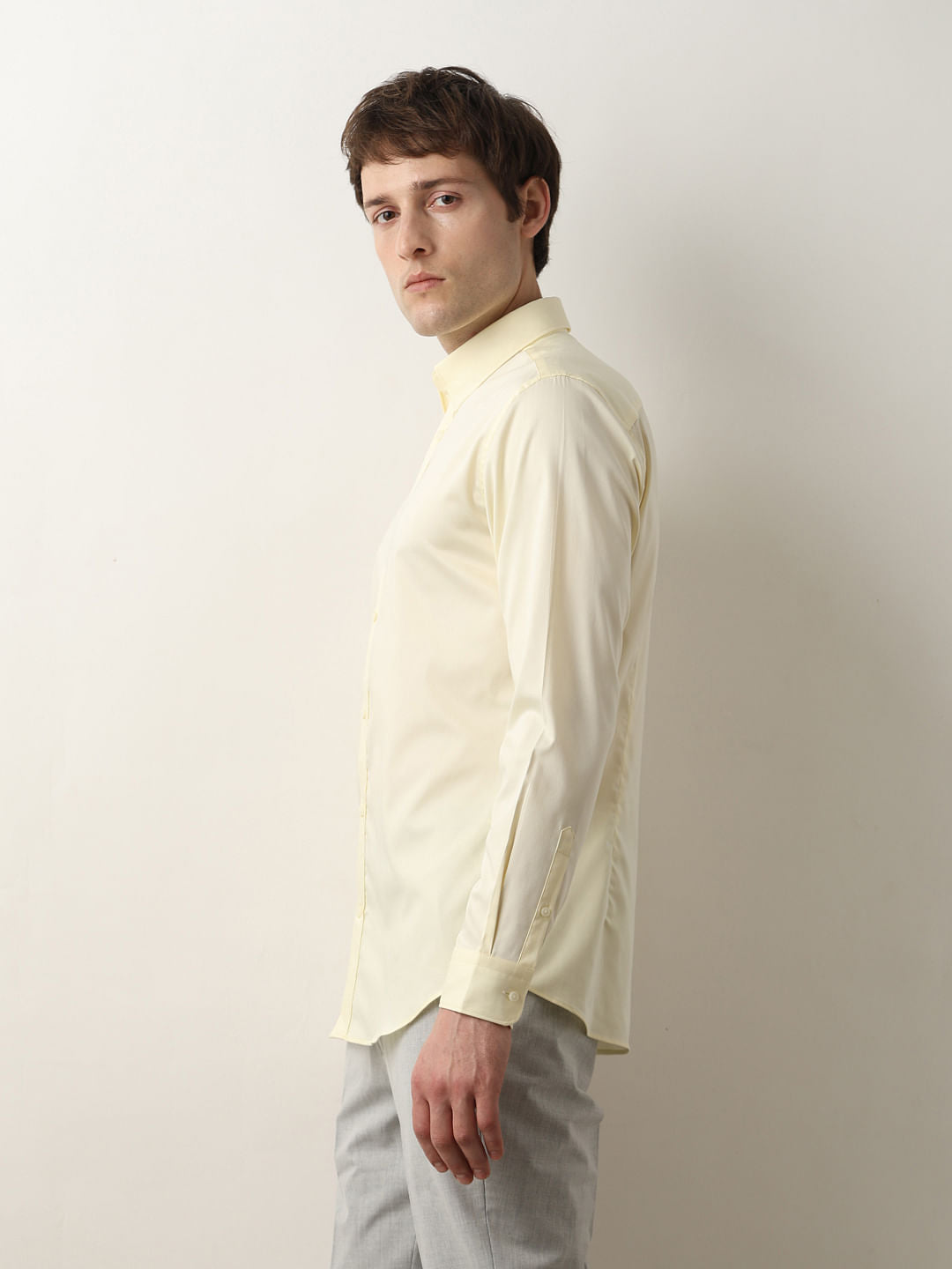 Yellow Slim Fit Full Sleeves Shirt