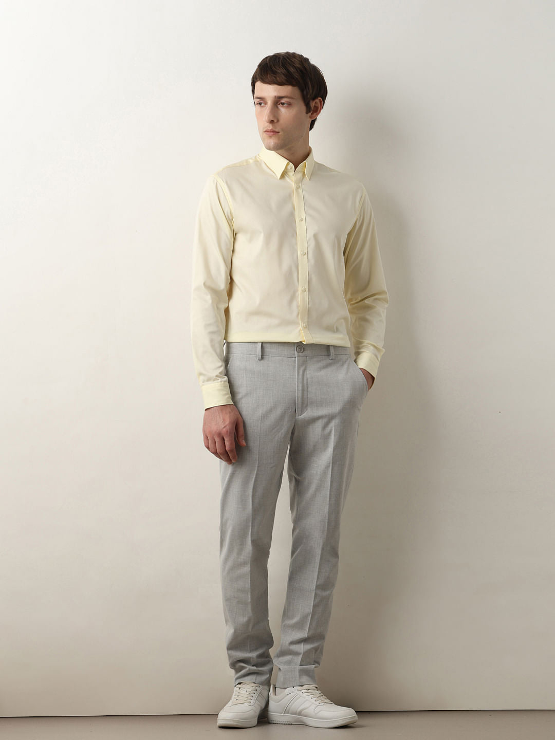 Yellow Slim Fit Full Sleeves Shirt