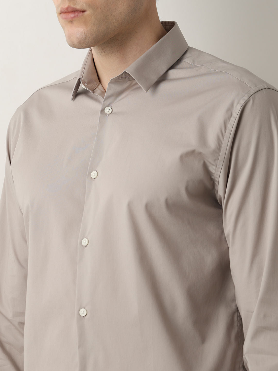 Grey Slim Fit Full Sleeves Shirt