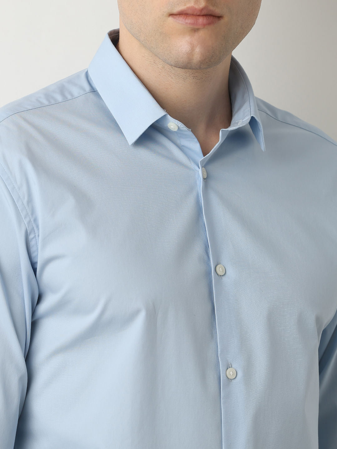 Light Blue Slim Fit Full Sleeves Shirt