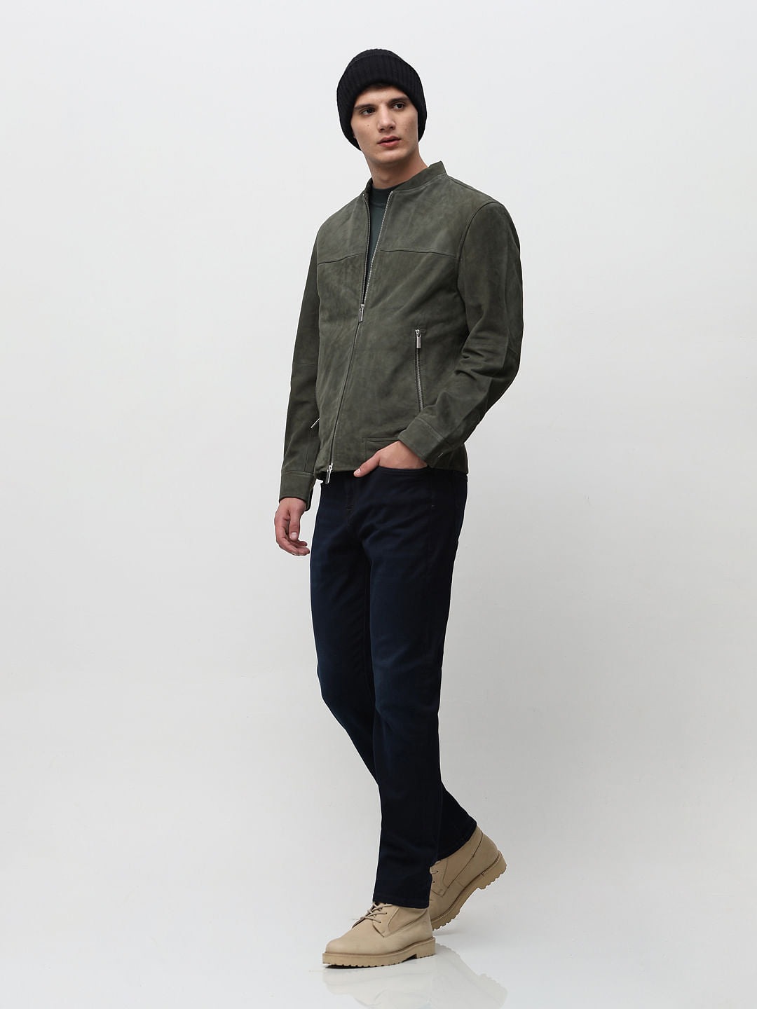 Dark Blue Mid Rise Straight Fit Jeans