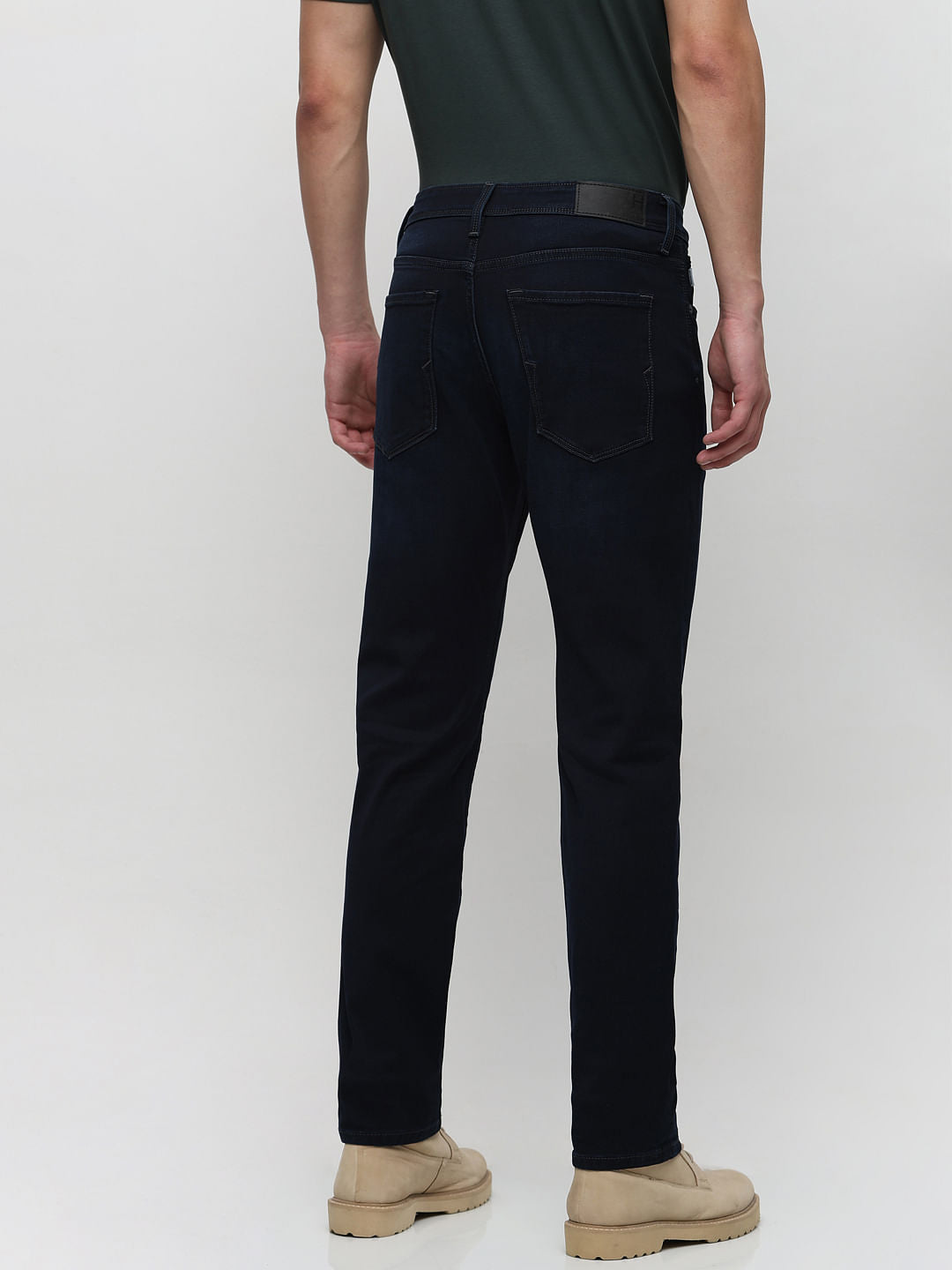 Dark Blue Mid Rise Straight Fit Jeans