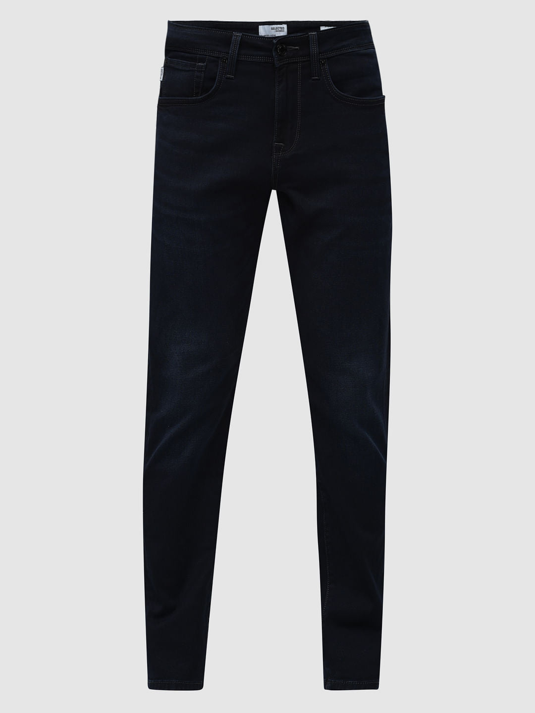 Dark Blue Mid Rise Straight Fit Jeans