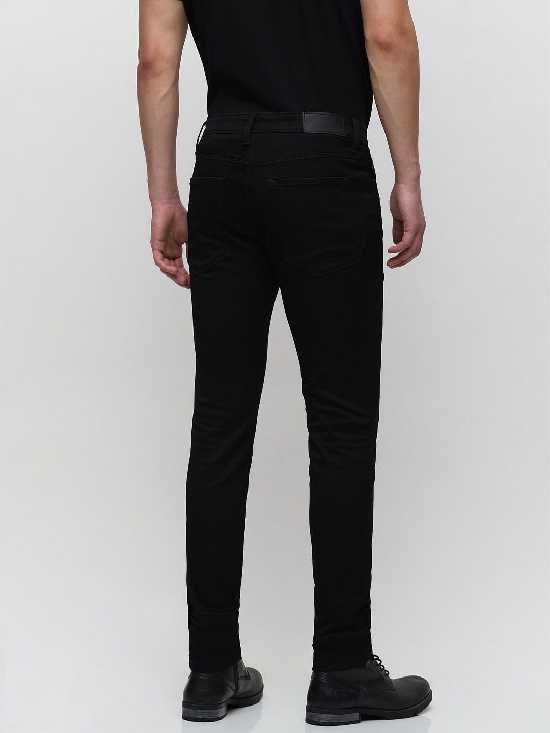 Black Mid Rise Leon Slim Fit Jeans