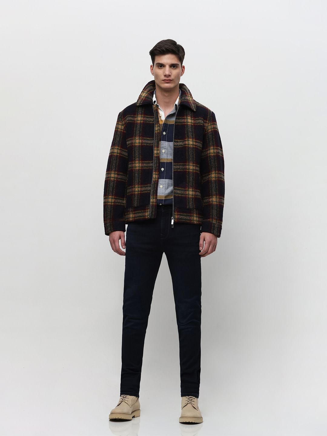 Dark Blue Mid Rise Leon Slim Fit Jeans