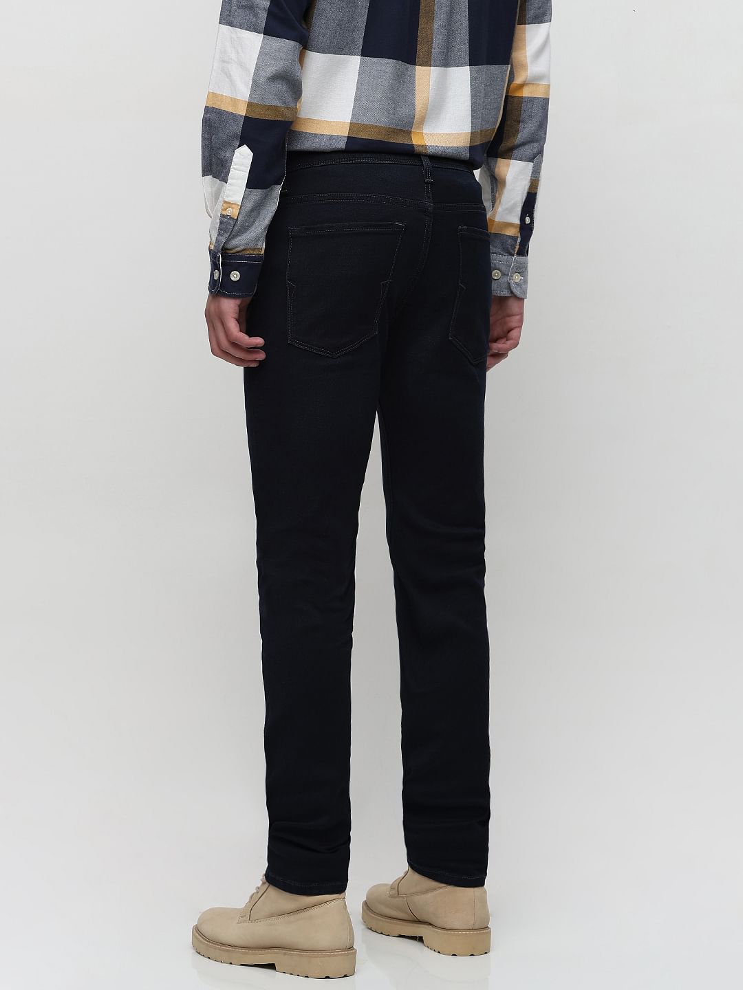 Dark Blue Mid Rise Leon Slim Fit Jeans