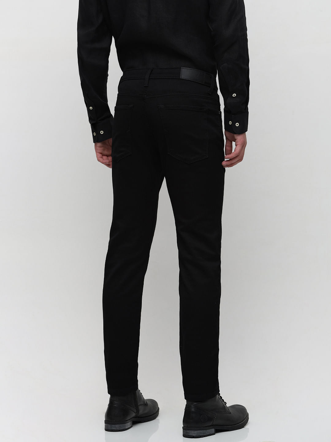 Black Mid Rise Scott Straight Fit Jeans