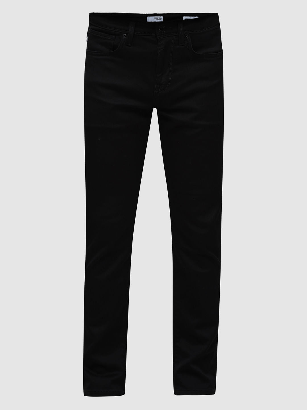 Black Mid Rise Scott Straight Fit Jeans