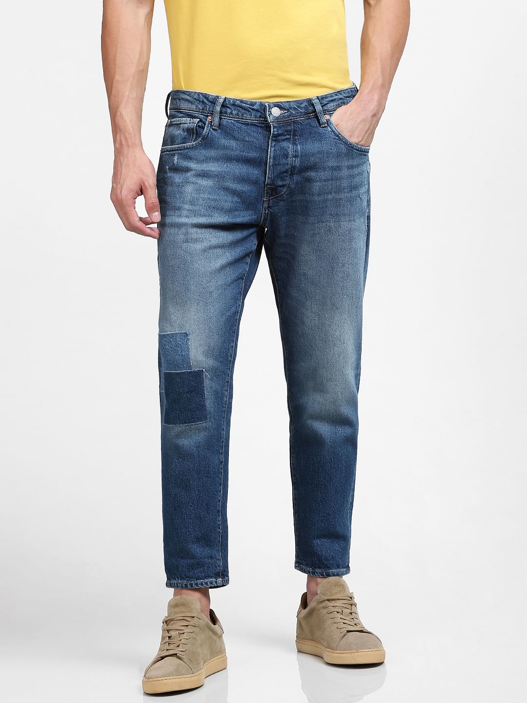 Blue Mid Rise Relaxed Jeans