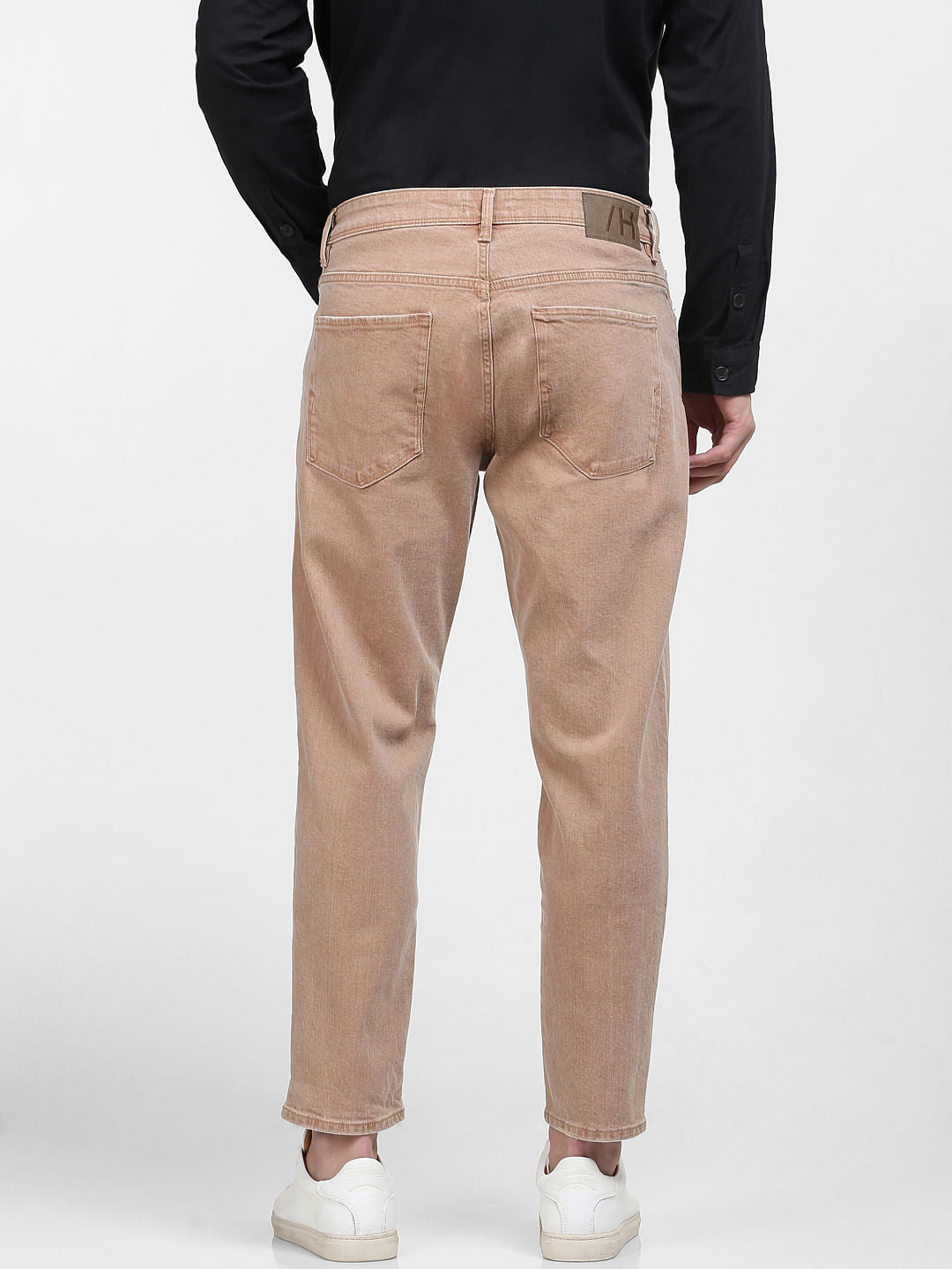 Beige Mid Rise Organic Cotton Relaxed Jeans