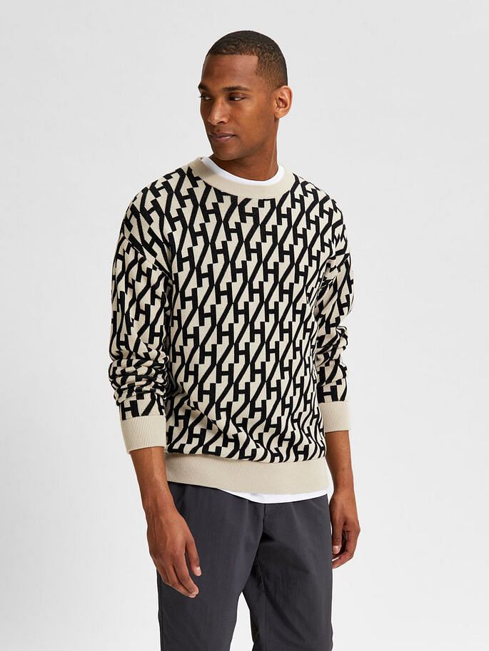 Beige Printed Organic Cotton Pullover