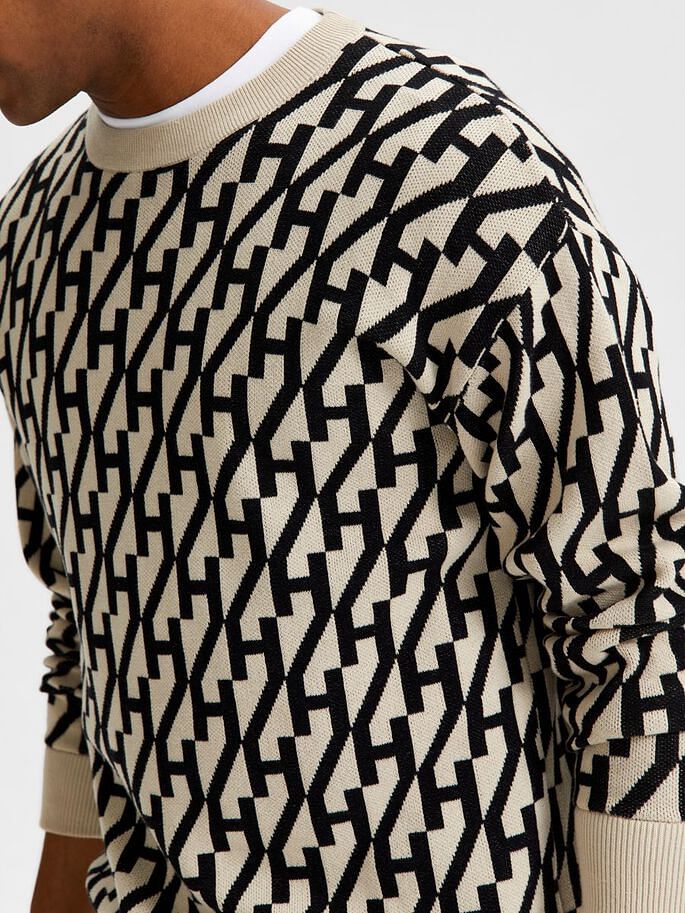 Beige Printed Organic Cotton Pullover