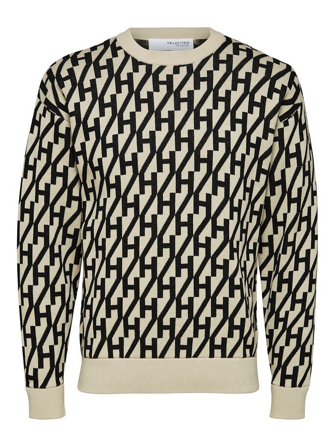 Beige Printed Organic Cotton Pullover