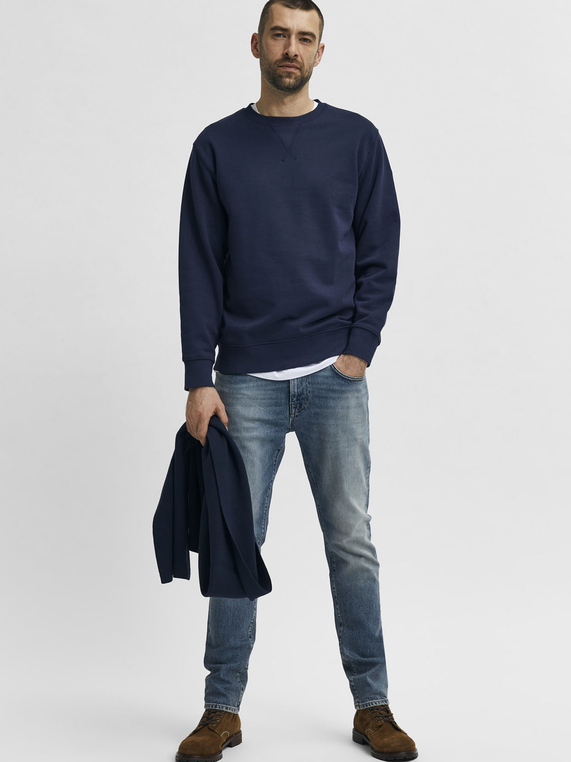 Blue Mid Rise Leon Slim Fit Jeans