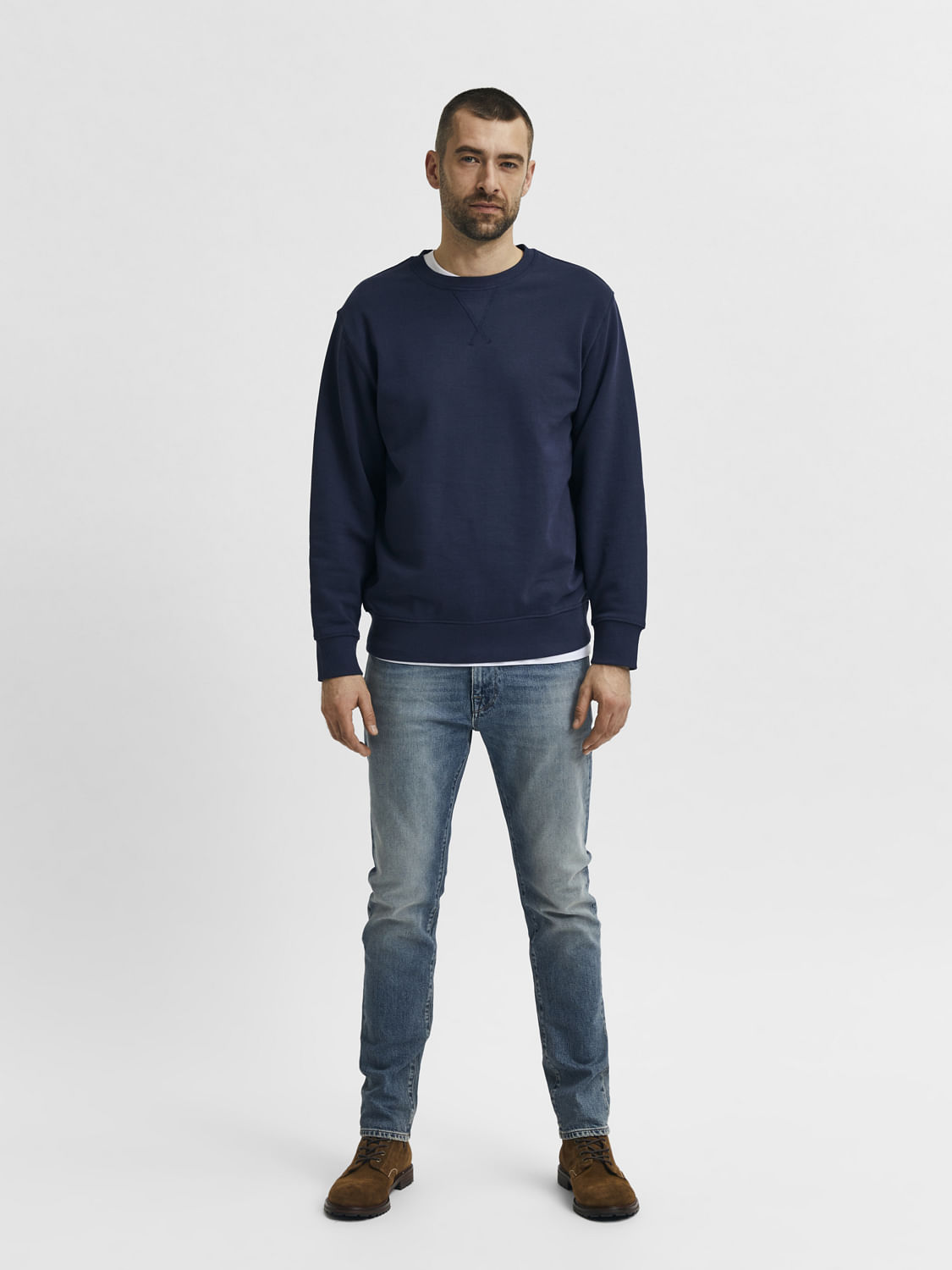 Blue Mid Rise Leon Slim Fit Jeans
