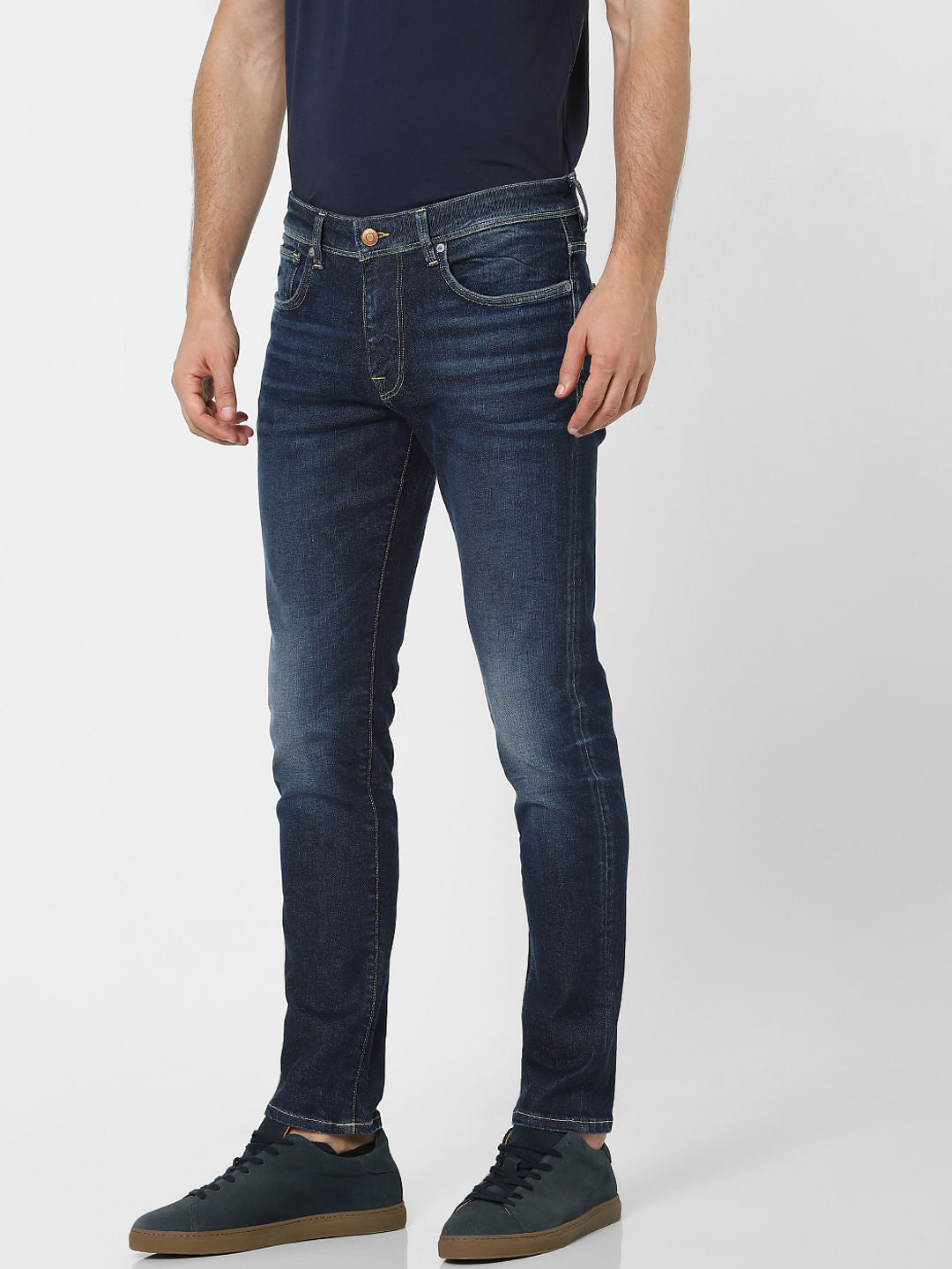 Blue Mid Rise Organic Cotton Slim Jeans