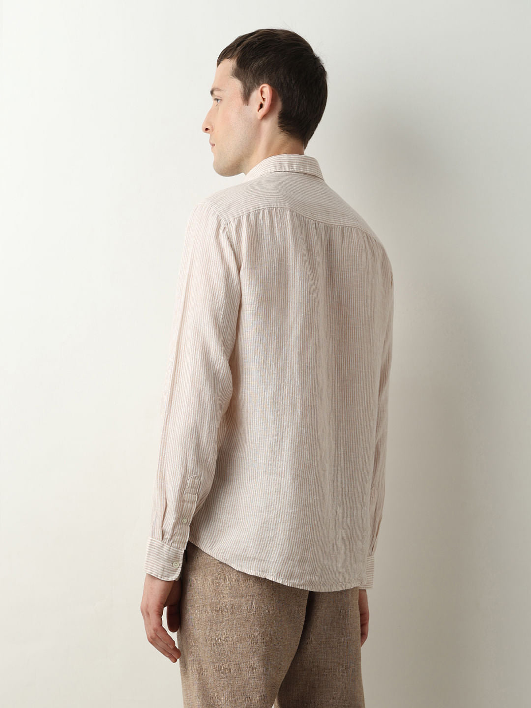 Pink Striped Linen Full Sleeves Shirt