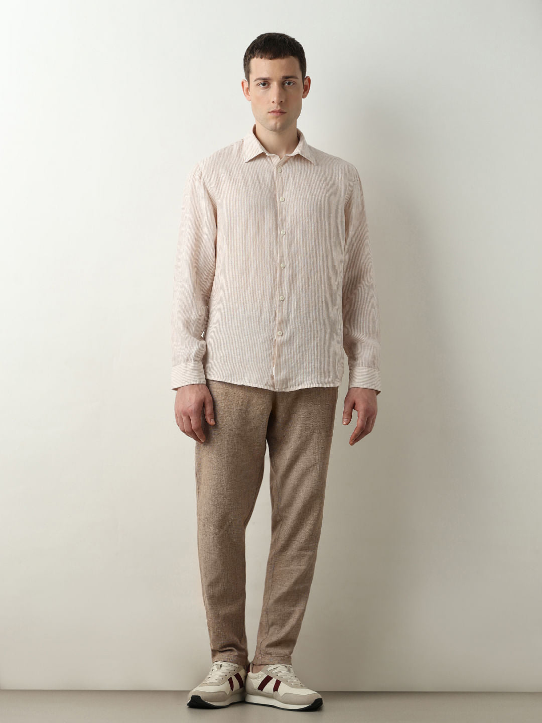 Pink Striped Linen Full Sleeves Shirt