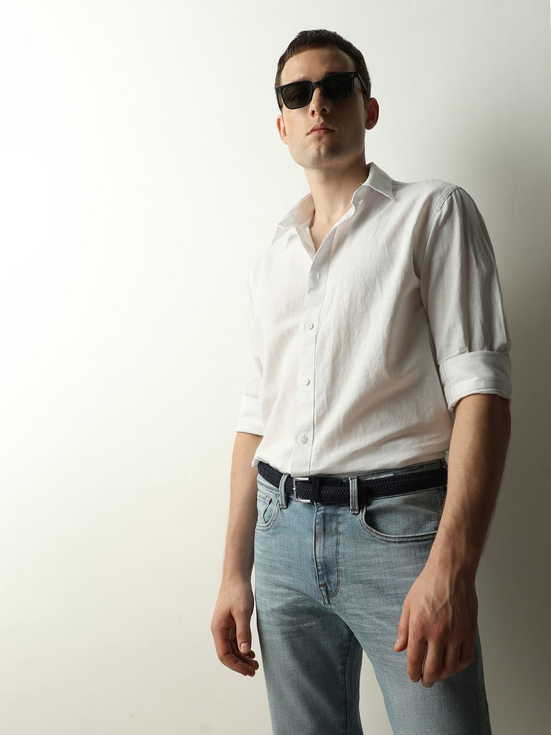 White Linen Full Sleeves Shirt