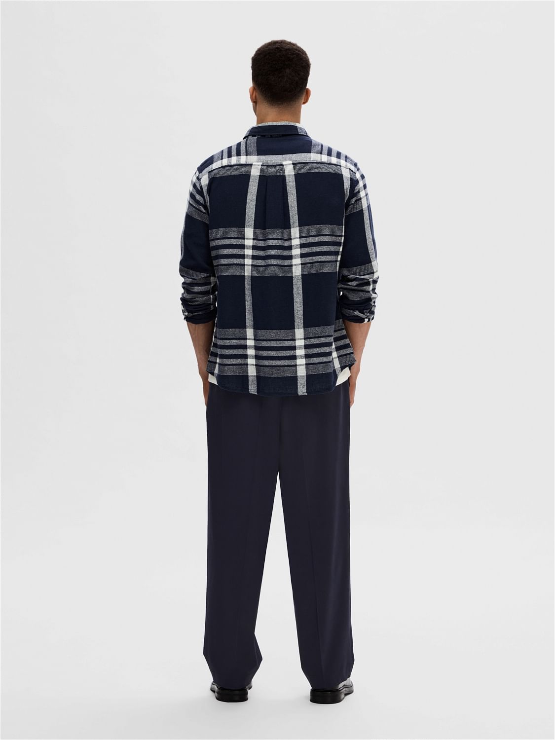 Dark Blue Check Full Sleeves Shirt