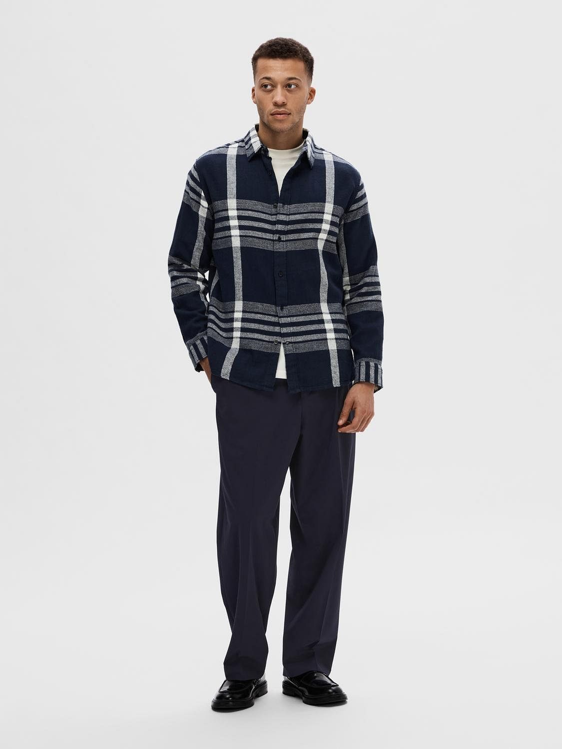 Dark Blue Check Full Sleeves Shirt