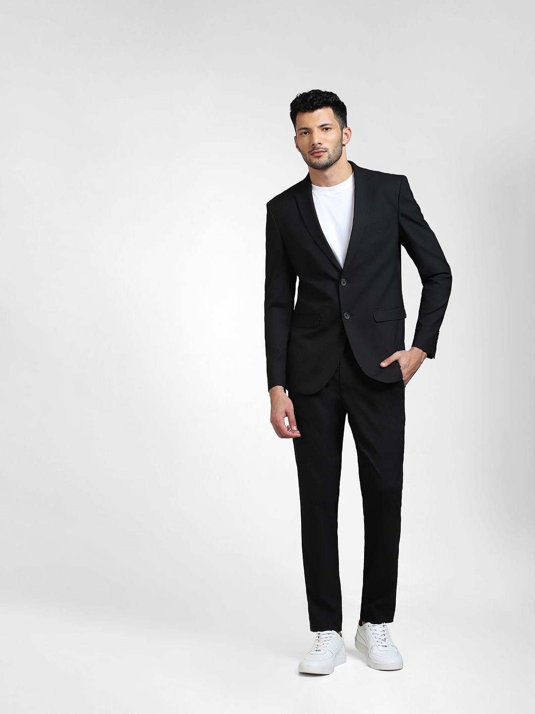 Black Double Button Slim Fit Blazer