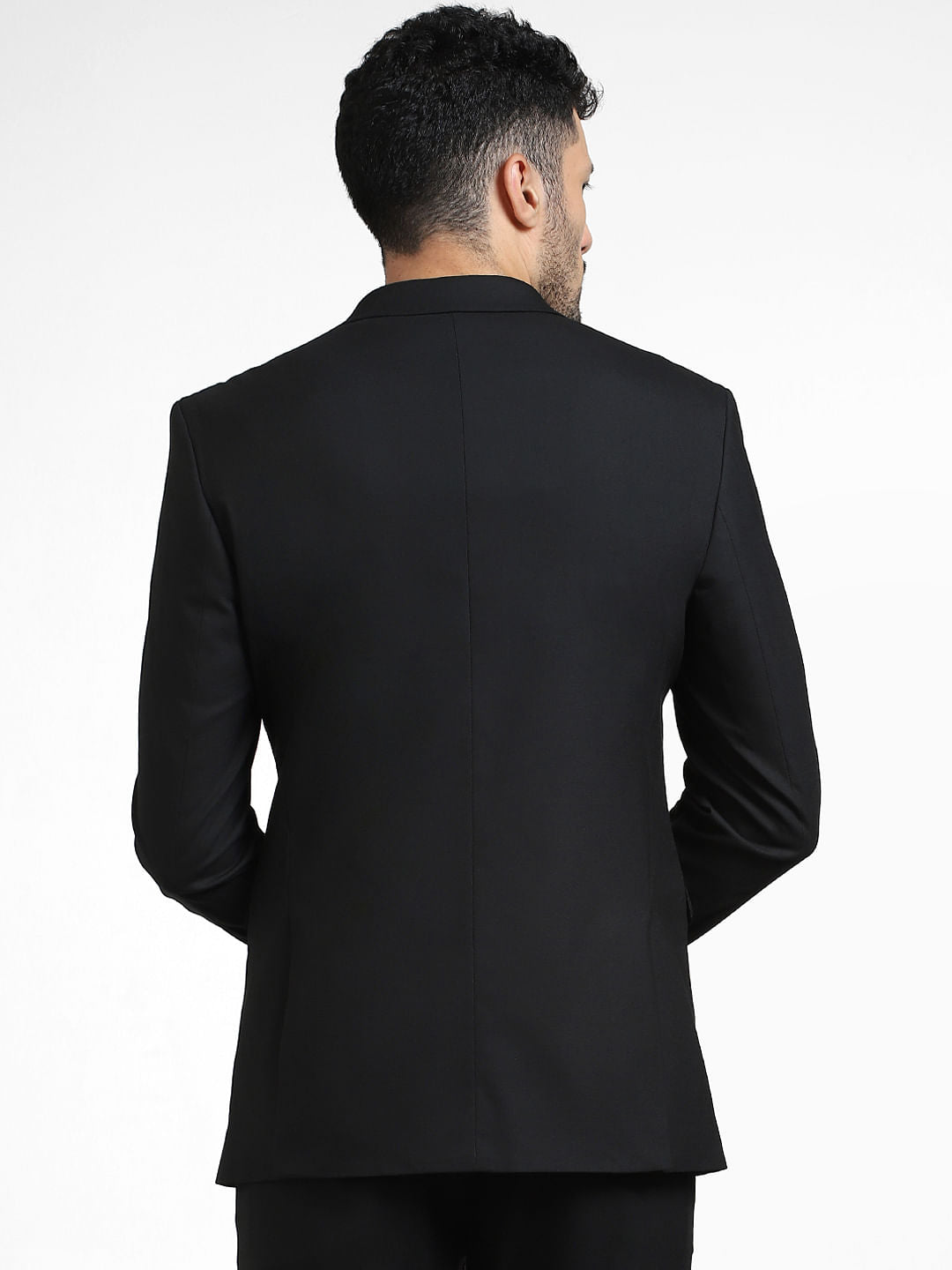 Black Double Button Slim Fit Blazer
