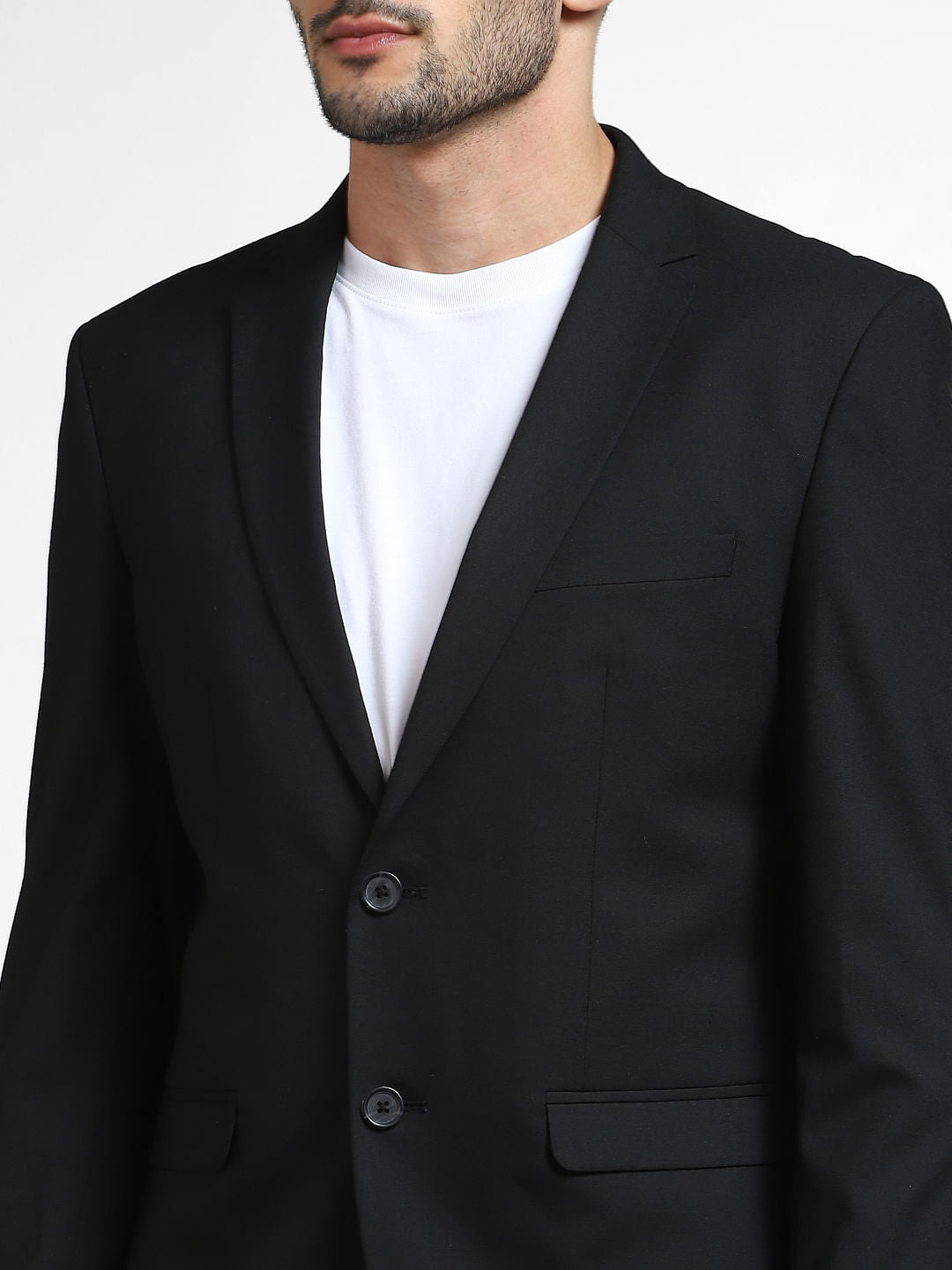 Black Double Button Slim Fit Blazer