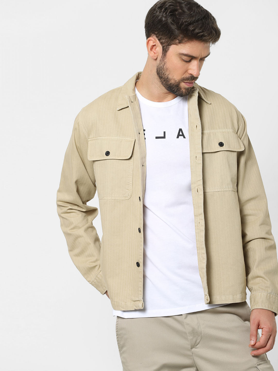 White Text Print Crew Neck T-Shirt