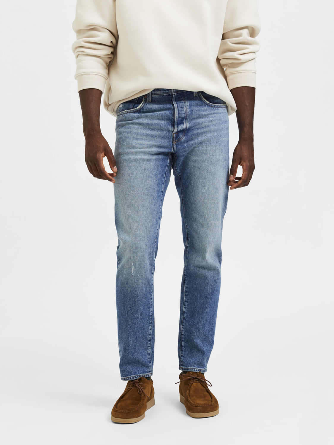 Light Blue Mid Rise Scott Straight Fit Jeans