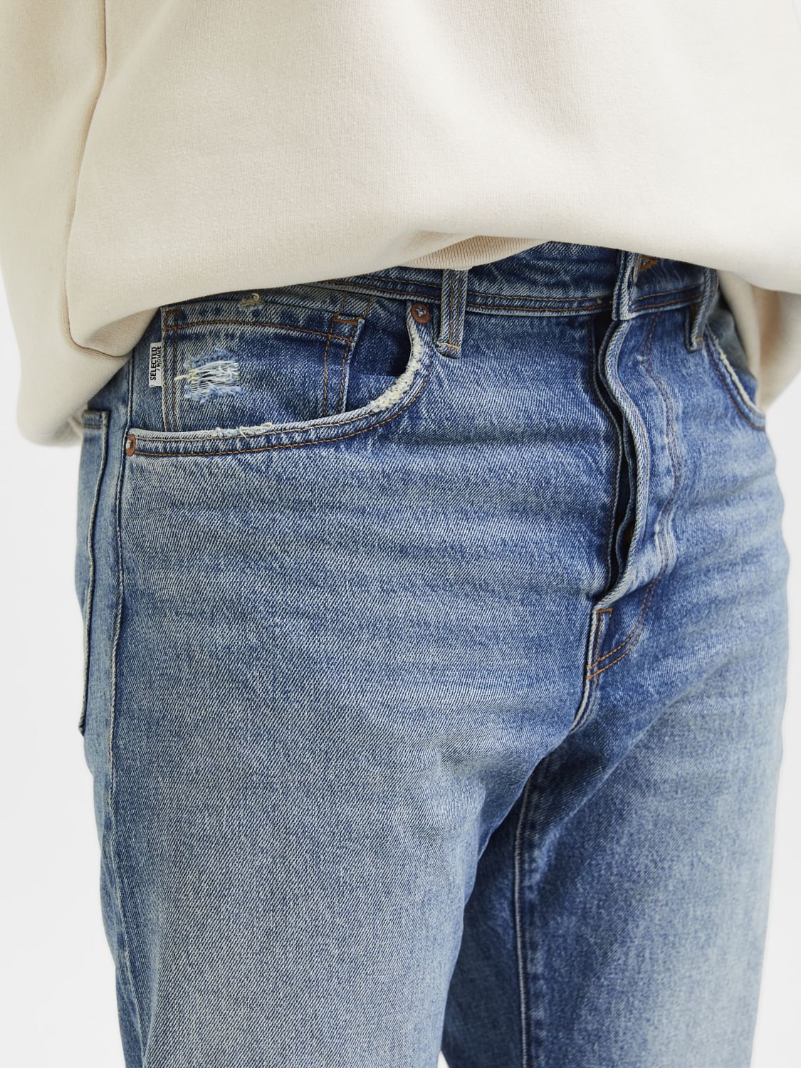 Light Blue Mid Rise Scott Straight Fit Jeans