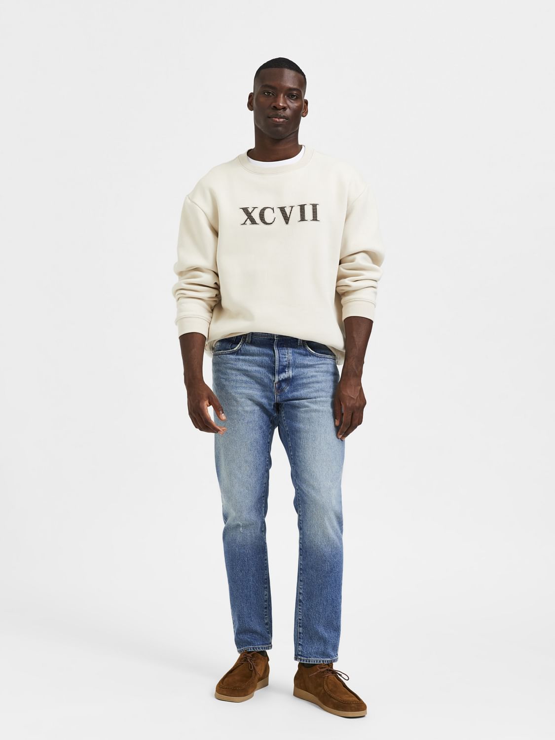 Light Blue Mid Rise Scott Straight Fit Jeans