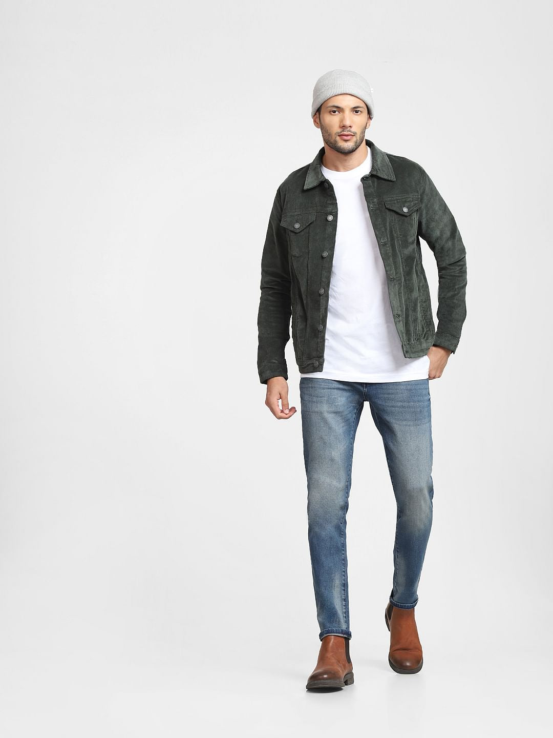 Blue Mid Rise Leon Slim Fit Jeans