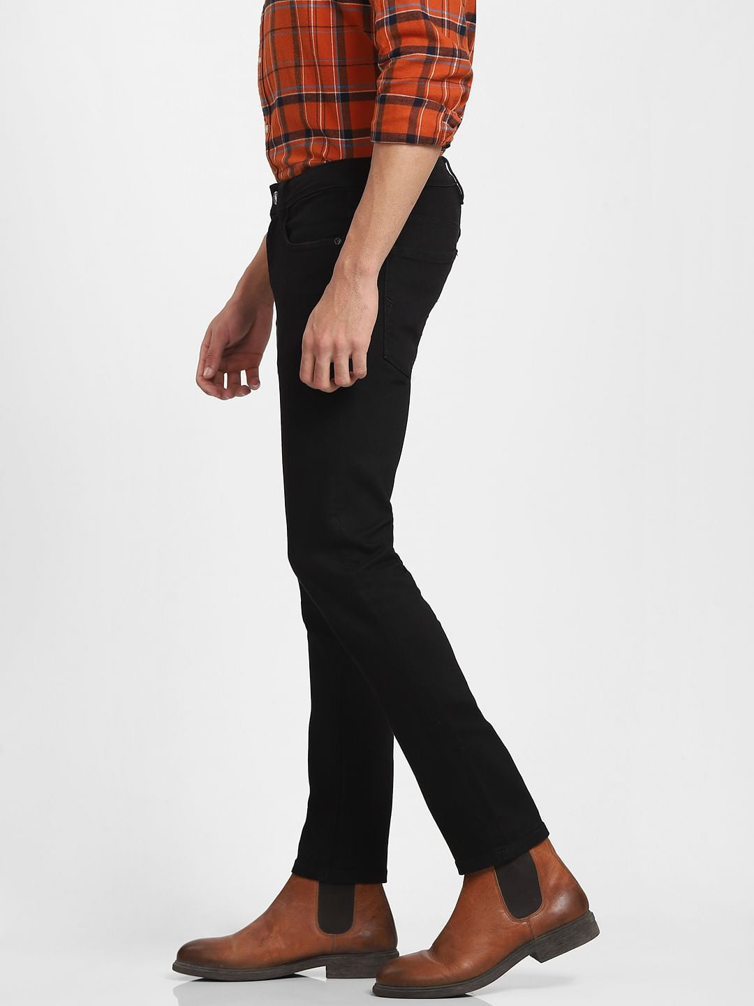 Black Mid Rise Leon Slim Fit Jeans