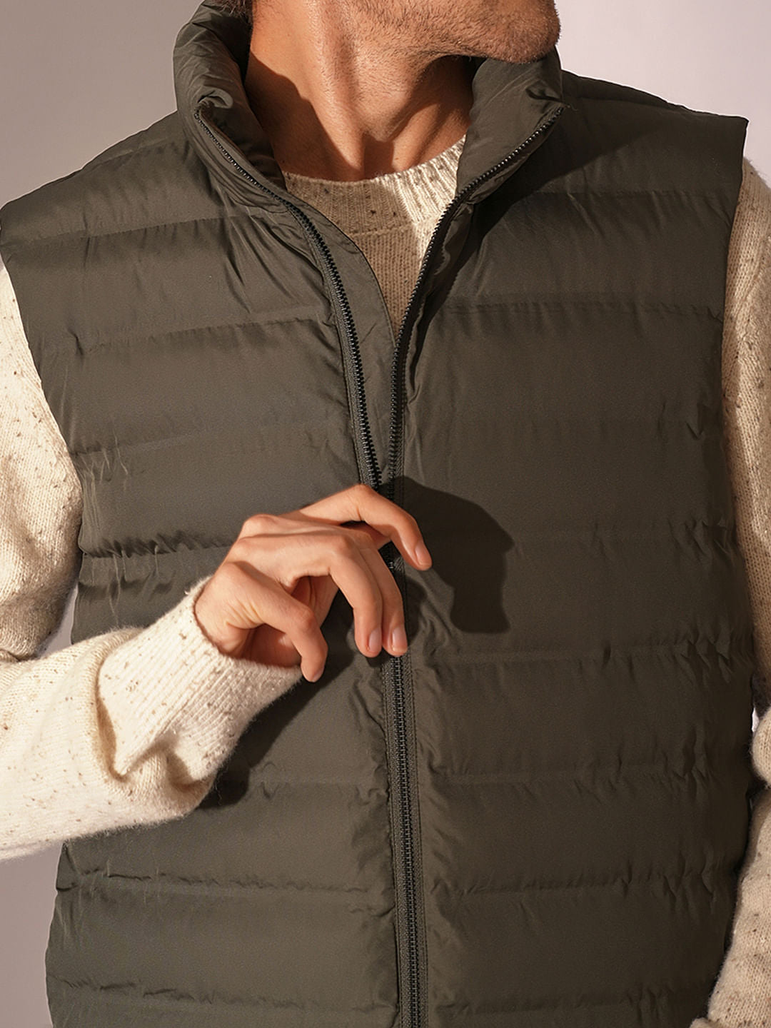 Brown Padded Quilted Gilet