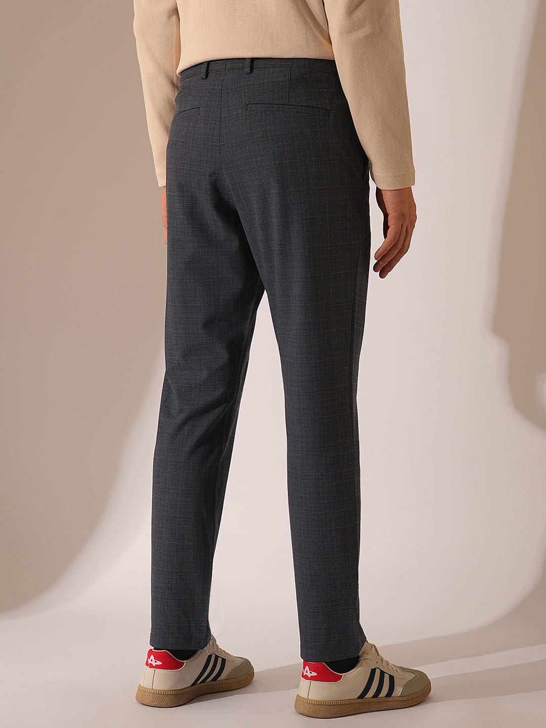 Dark Blue Viscose Blend Tailored Trousers
