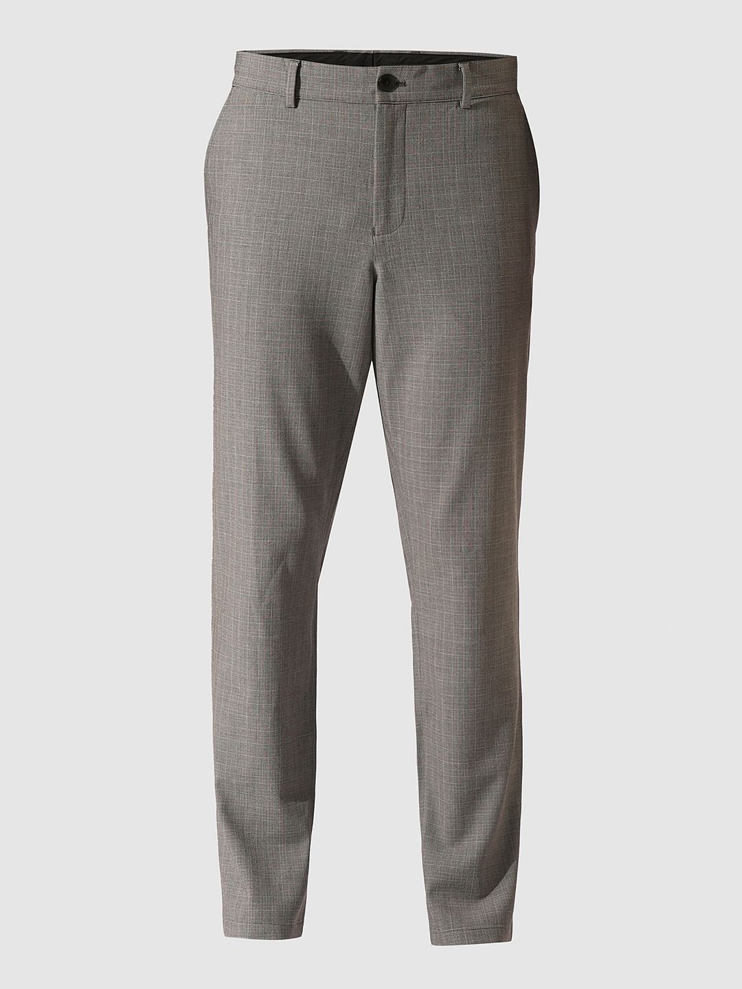 Grey Viscose Blend Tailored Trousers