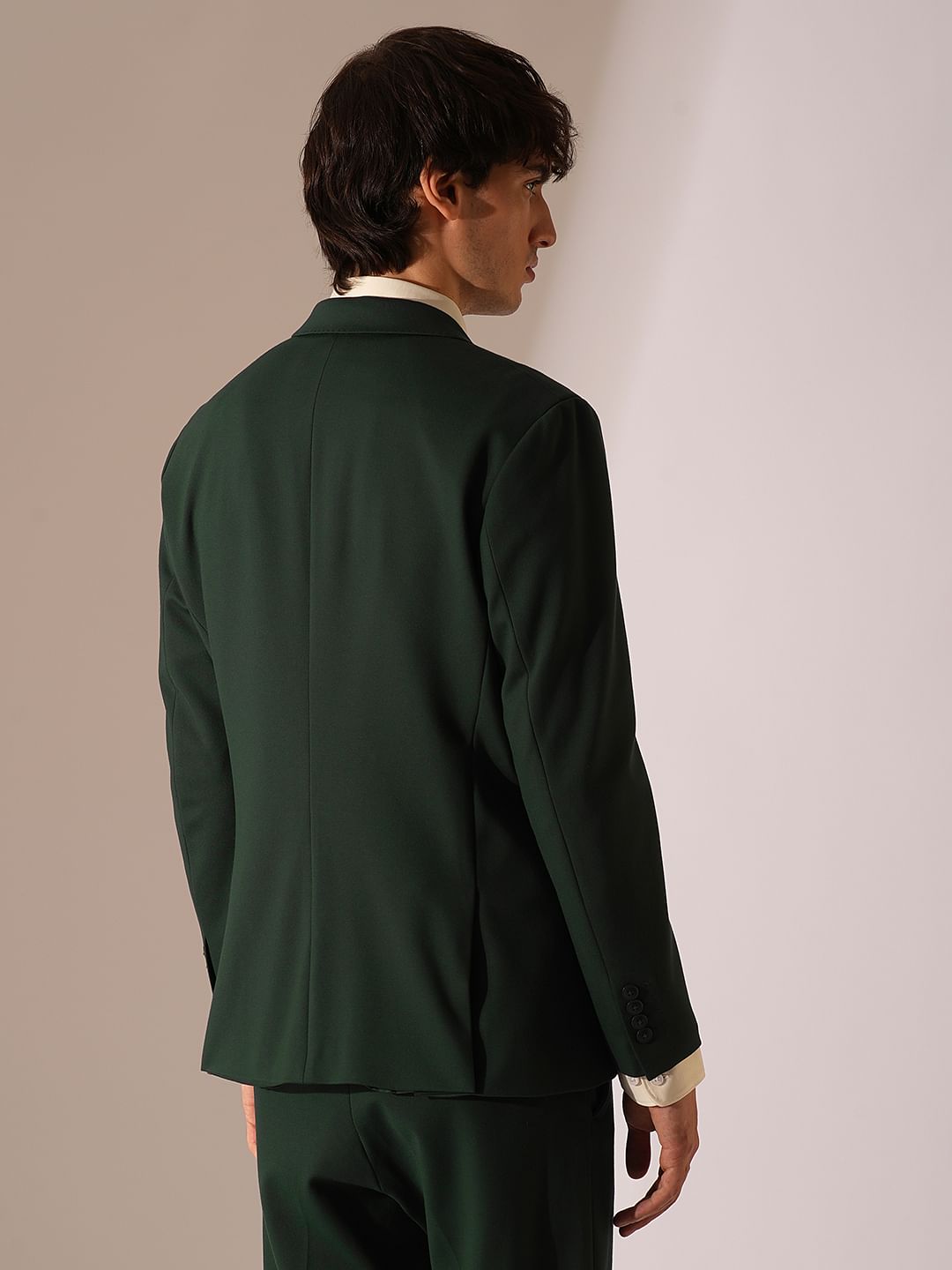 Dark Green Jersey Suit-Set Blazer